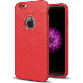 Microsonic Apple iPhone 6 Plus Deri Dokulu Kırmızı Silikon Kılıf