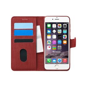 Microsonic Apple iPhone 6 Plus Fabric Book Wallet Kırmızı Cep Telefonu Kılıfı