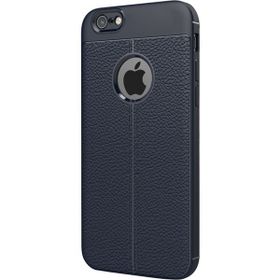 Microsonic Apple iPhone 6 Plus Suni Deri Dokulu Silikon Lacivert Kılıf