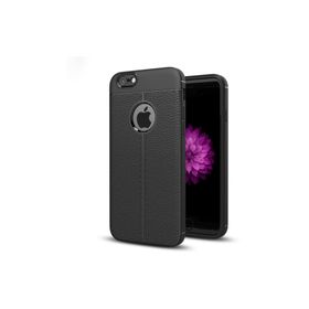 Microsonic Apple iPhone 6 Plus Suni Deri Dokulu Silikon Siyah Kılıf