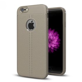 Microsonic Apple iPhone 6 Plus Suni Deri Dokulu Silikon Siyah Kılıf