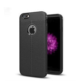 Microsonic Apple iPhone 6 Plus Suni Deri Dokulu Silikon Siyah Kılıf