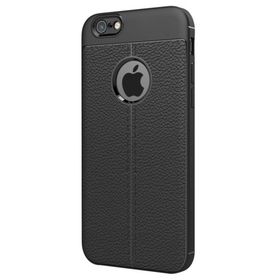 Microsonic Apple iPhone 6 Plus Suni Deri Dokulu Silikon Siyah Kılıf
