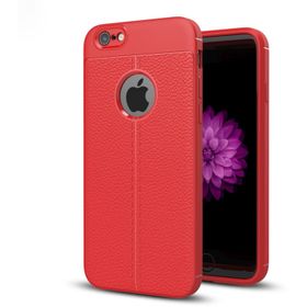Microsonic Apple iPhone 6 Suni Deri Dokulu Silikon Kırmızı Kılıf