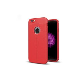 Microsonic Apple iPhone 6 Suni Deri Dokulu Silikon Kırmızı Kılıf