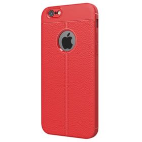 Microsonic Apple iPhone 6 Suni Deri Dokulu Silikon Kırmızı Kılıf