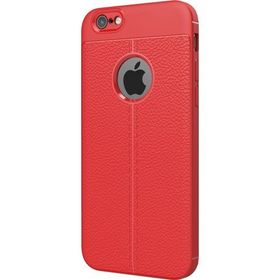 Microsonic Apple iPhone 6 Suni Deri Dokulu Silikon Kırmızı Kılıf