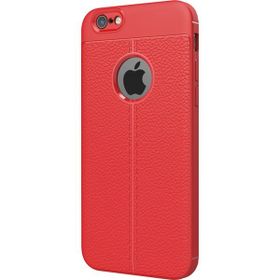 Microsonic Apple iPhone 6 Suni Deri Dokulu Silikon Kırmızı Kılıf