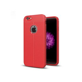 Microsonic Apple iPhone 6 Suni Deri Dokulu Silikon Kırmızı Kılıf