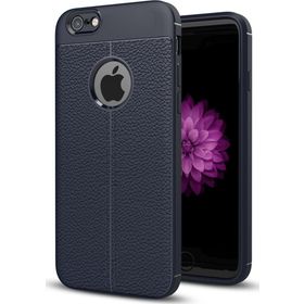 Microsonic Apple iPhone 6s Deri Dokulu Lacivert Silikon Kılıf