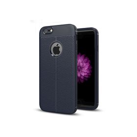 Microsonic Apple iPhone 6s Plus Deri Dokulu Lacivert Silikon Kılıf