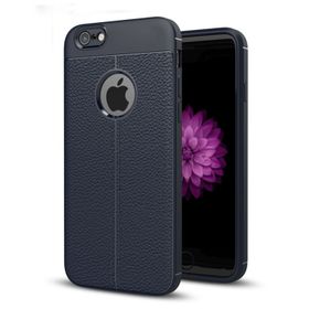 Microsonic Apple iPhone 6s Plus Deri Dokulu Lacivert Silikon Kılıf