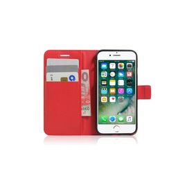 Microsonic Apple iPhone 7 Cüzdanlı Deri Kırmızı Kılıf