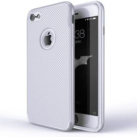 Microsonic Apple iPhone 7 - iPhone 8 Karbon Desenli Gümüş Kılıf