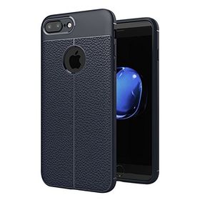 Microsonic Apple iPhone 7 Plus Deri Dokulu Lacivert Silikon Kılıf