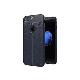 Microsonic Apple İphone 7 Plus Deri Dokulu Silikon Lacivert Cep Telefonu Kılıfı