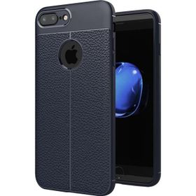 Microsonic Apple İphone 7 Plus Deri Dokulu Silikon Lacivert Cep Telefonu Kılıfı
