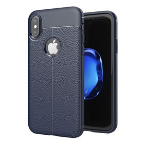 Microsonic Apple iPhone 8 Deri Dokulu Lacivert Silikon Kılıf