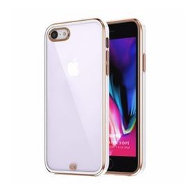 Microsonic Apple iPhone 8 Laser Plated Soft Beyaz Cep Telefonu Kılıfı