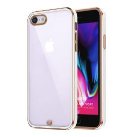 Microsonic Apple iPhone 8 Laser Plated Soft Beyaz Cep Telefonu Kılıfı