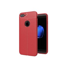 Microsonic Apple iPhone 8 Plus Deri Dokulu Kırrmızı Silikon Kılıf