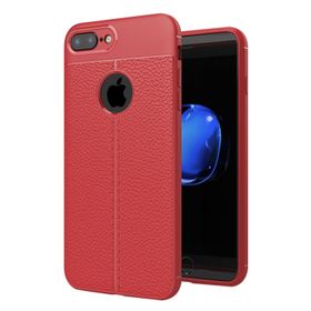 Microsonic Apple iPhone 8 Plus Deri Dokulu Kırrmızı Silikon Kılıf