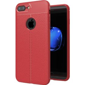 Microsonic Apple iPhone 8 Plus Deri Dokulu Kırrmızı Silikon Kılıf
