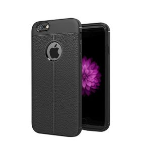 Microsonic Apple iPhone 8 Suni Deri Dokulu Silikon Siyah Kılıf