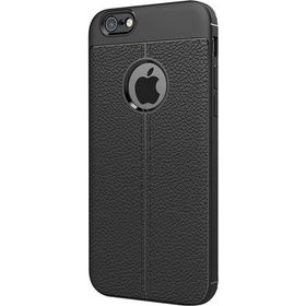 Microsonic Apple iPhone 8 Suni Deri Dokulu Silikon Siyah Kılıf