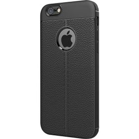 Microsonic Apple iPhone 8 Suni Deri Dokulu Silikon Siyah Kılıf