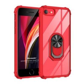 Microsonic Apple iPhone SE 2022 Grande Clear Ring Holder Kırmızı Telefon Kılıfı