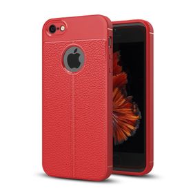 Microsonic Apple iPhone Se Deri Dokulu Kırmızı Silikon Kılıf