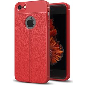 Microsonic Apple iPhone Se Deri Dokulu Kırmızı Silikon Kılıf
