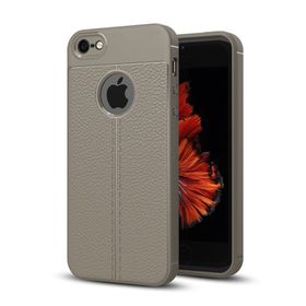 Microsonic Apple iPhone SE Suni Deri Dokulu Silikon Siyah Kılıf