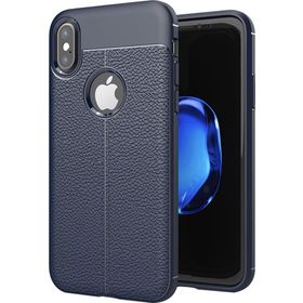 Microsonic Apple iPhone X Deri Dokulu Lacivert Silikon Kılıf