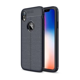 Microsonic Apple iPhone Xr Lacivert Deri Dokulu Silikon Kılıf