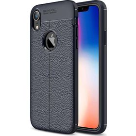 Microsonic Apple iPhone Xr Lacivert Deri Dokulu Silikon Kılıf