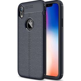 Microsonic Apple iPhone Xr Lacivert Deri Dokulu Silikon Kılıf