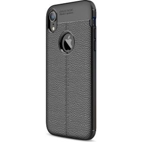 Microsonic Apple iPhone Xr Siyah Deri Dokulu Silikon Kılıf