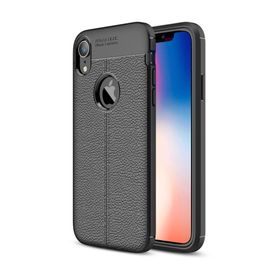 Microsonic Apple iPhone Xr Siyah Deri Dokulu Silikon Kılıf