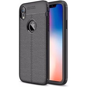 Microsonic Apple iPhone Xr Siyah Deri Dokulu Silikon Kılıf
