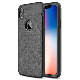 Microsonic Apple iPhone Xr Siyah Deri Dokulu Silikon Kılıf