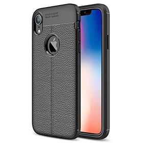 Microsonic Apple iPhone Xr Siyah Deri Dokulu Silikon Kılıf