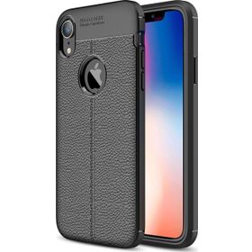 Microsonic Apple iPhone Xr Siyah Deri Dokulu Silikon Kılıf