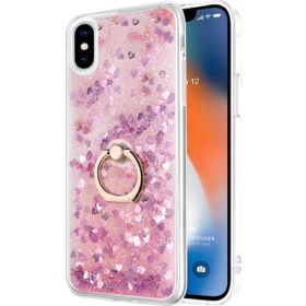 Microsonic Apple iPhone XS Max Glitter Liquid Holder Pembe Cep Telefonu Kılıfı