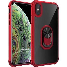 Microsonic Apple iPhone XS Max Grande Clear Ring Holder Kırmızı Cep Telefonu Kılıfı