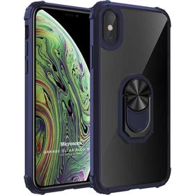 Microsonic Apple iPhone XS Max Grande Clear Ring Holder Lacivert Cep Telefonu Kılıfı