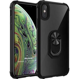 Microsonic Apple iPhone XS Max Grande Clear Ring Holder Siyah Cep Telefonu Kılıfı