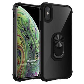 Microsonic Apple iPhone XS Max Grande Clear Ring Holder Siyah Cep Telefonu Kılıfı