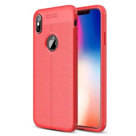 Microsonic Apple iPhone Xs Max Kırmızı Deri Dokulu Silikon Kılıf